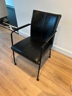 Zwart leren eetkamerstoelen, Huis en Inrichting, Stoelen, Ophalen, Gebruikt, Zwart, Metaal