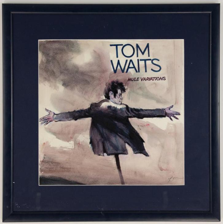 Origineel werk René Follet - Aquarel - Platenhoes Tom Waits, Verzamelen, Muziek, Artiesten en Beroemdheden, Poster, Artwork of Schilderij