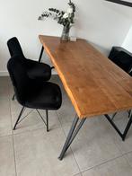 eettafel (90x160) + 4 fluwelen stoelen, Huis en Inrichting, Tafels | Eettafels, Ophalen of Verzenden, Zo goed als nieuw