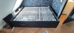 Mooi zwart bed met lattenbodem 160x200 cm Ikea Malm, Ophalen, Gebruikt, Zwart, Tweepersoons