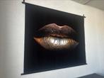 Wandkleed Gold Lips 110x146x3, Huis en Inrichting, Woonaccessoires | Schilderijen, Tekeningen en Foto's, Ophalen, 125 cm of meer