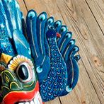 Lucky Vintage Houten pauwen masker uit Sri Lanka, Antiek en Kunst, Ophalen of Verzenden