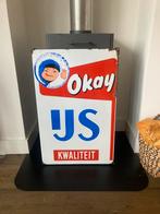 Prachtig emaille bord reclamebord Okay IJs, Verzamelen, Ophalen of Verzenden, Zo goed als nieuw, Reclamebord
