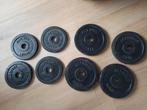 Halterschijven gewichten Allright 4x2,5 & 4x1,25kg gietijzer, Ophalen of Verzenden, Gebruikt, Benen, Halterschijven