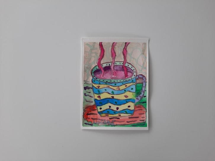 Schilderij koffiemok 25, Antiek en Kunst, Kunst | Schilderijen | Modern, Ophalen of Verzenden