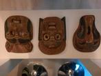 3 houten Mexicaanse maskers, Antiek en Kunst, Ophalen of Verzenden