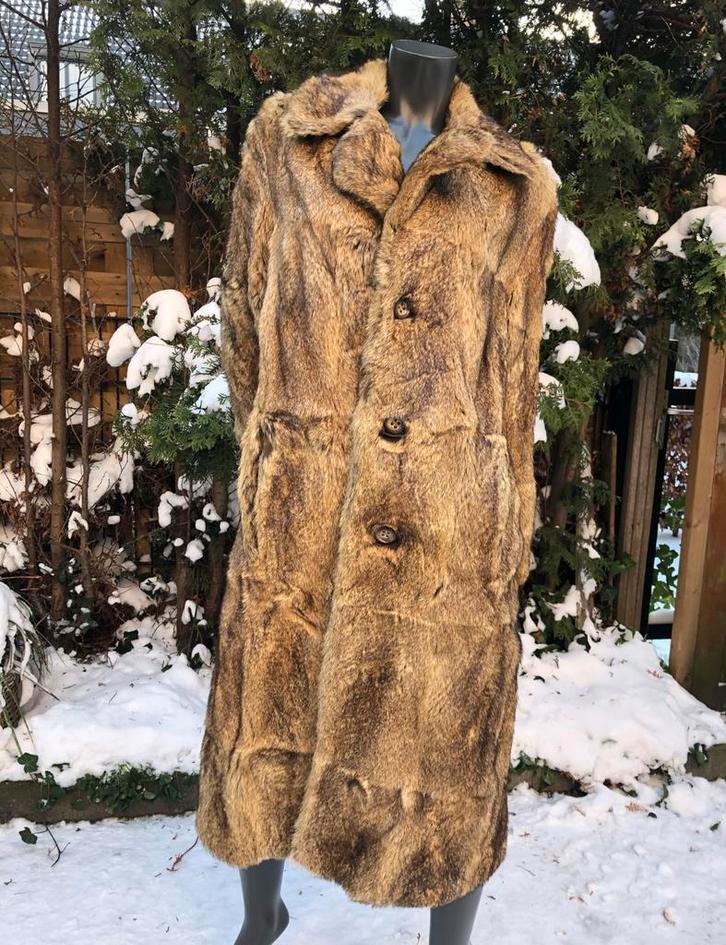 Lange Bohemian bontjas wolf, maat 40, Kleding | Dames, Jassen | Winter, Zo goed als nieuw, Maat 38/40 (M), Bruin, Ophalen of Verzenden