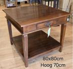 Salontafel Teakhout 80x80cm H70cm met onderblad, Ophalen, Gebruikt, 100 tot 150 cm, Teakhout