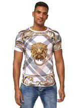 SALES! Wit goud lion print t-shirt maat S, Kleding | Heren, Nieuw, Maat 46 (S) of kleiner, Ophalen of Verzenden, Wit