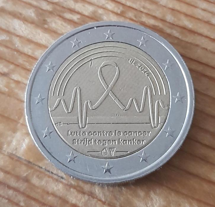 Belgie 2 euro 2024 circulated Strijd tegen kanker, Postzegels en Munten, Munten | Europa | Euromunten, Losse munt, 2 euro, België