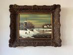 Schilderij winterlandschap in een mooie lijst., Ophalen of Verzenden