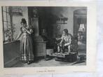 C. Zewy: Der Abschied, 1895, or. gravure 32x23cm. Mooi!, Antiek en Kunst, Kunst | Etsen en Gravures, Ophalen of Verzenden