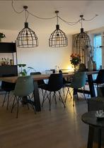 3 zwart metalen industriële hanglampen., Huis en Inrichting, Lampen | Hanglampen, Ophalen, Zo goed als nieuw, Minder dan 50 cm