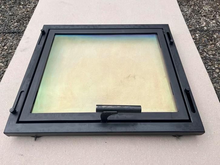 deur met frame voor inzethaard, Huis en Inrichting, Kachels, Gebruikt, Vrijstaand, Houtkachel, Hout, Ophalen