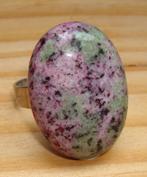 Verstelbare RVS ring met ruby in fuchsite, Sieraden, Tassen en Uiterlijk, Ringen, Info.adorabeads@gmail.com, Want 18 Hoogvliet