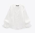 Zara witte luchtige boho blouse met guipure textuur maat XS, Nieuw, Ophalen of Verzenden, Maat 34 (XS) of kleiner, Wit