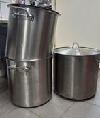 3 grote kookpannen 2x20L 1x30L, Huis en Inrichting, Keuken | Potten en Pannen, Zo goed als nieuw, Rvs, Keramische plaat, Ophalen