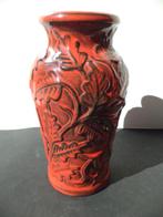 West-Germany 6084 CARSTENS VTG oranje-rode vaas reliëf decor, Ophalen of Verzenden