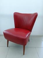 Vintage retro cocktail stoel, midcentury rode skai leder zet, Gebruikt, Vintage, retro, antiek, Eén, Rood