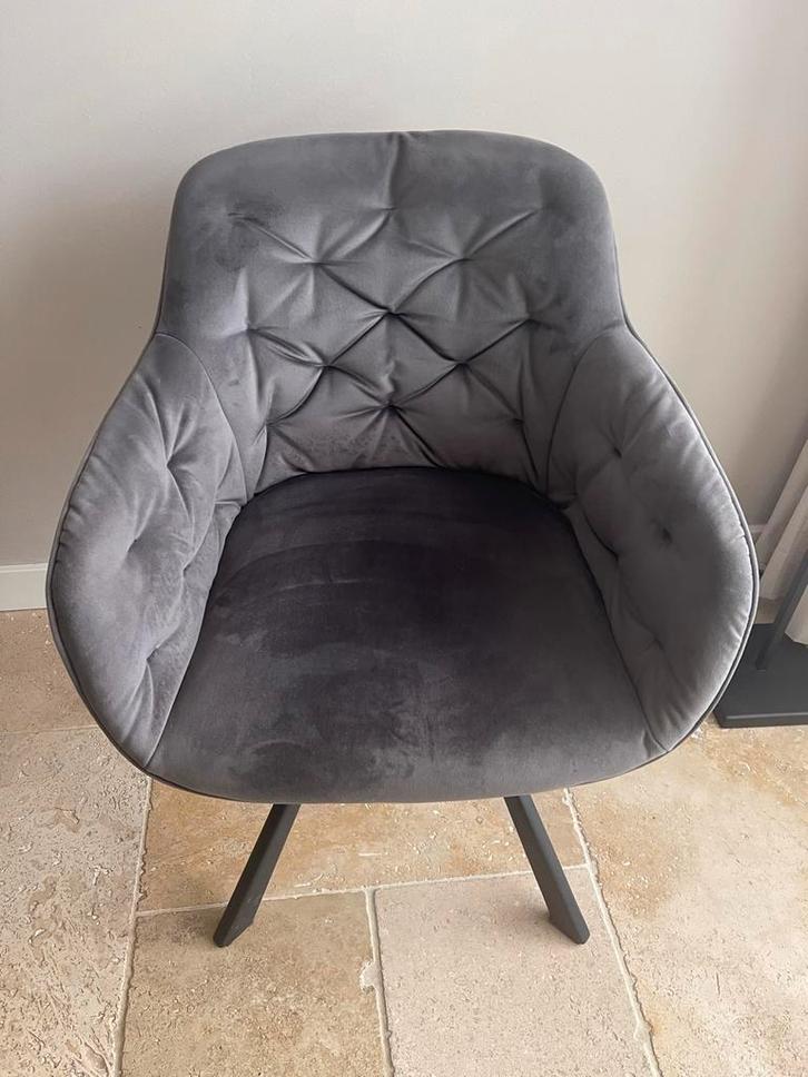 Woood Eetkamerstoelen - Set van 4, Huis en Inrichting, Stoelen, Gebruikt, Vier, Stof, Grijs, Ophalen