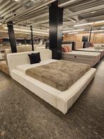 2 persoons boxspring Japandi Zweef bed Rib Stof Taupe Wit, Wit, Ophalen of Verzenden, 200 cm, Stof