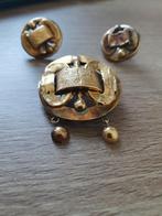 Prachtige set 18k en 22k gouden oorbellen en broche 1870, Antiek en Kunst, Antiek | Kleding en Accessoires, Ophalen of Verzenden