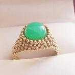 Prachtige vintage gouden ring met chrysopraas 14 karaats, Sieraden, Tassen en Uiterlijk, Ringen, Verzenden, Zo goed als nieuw