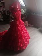 Rode Strapless Trouwjurk met Jasje - Maat 36, Ophalen of Verzenden, Gedragen, Rood, Trouwjurk