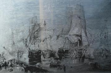 In staal geëtste afbeelding Battle of Trafalgar beschikbaar voor biedingen