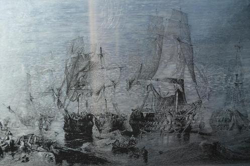 In staal geëtste afbeelding Battle of Trafalgar, Antiek en Kunst, Kunst | Etsen en Gravures, Ophalen of Verzenden
