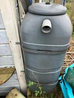 Regenton grijs met beugels en regenpijp, Ophalen, Kunststof, Gebruikt, Met kraantje