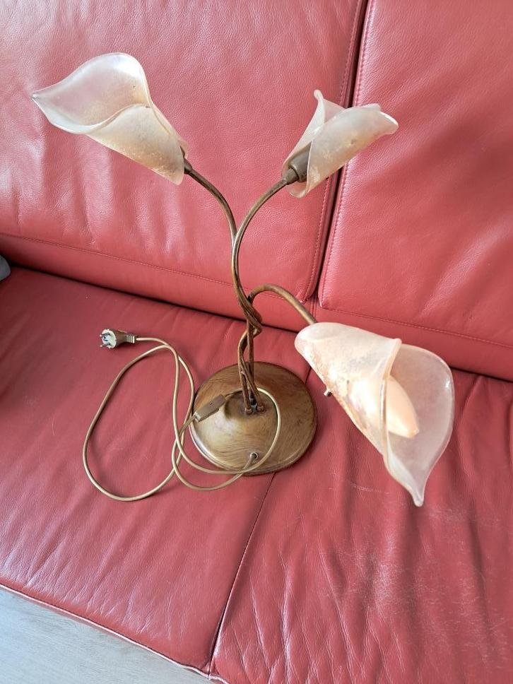 tafellamp schemerlamp bronskleurig, Huis en Inrichting, Lampen | Tafellampen, Gebruikt, Minder dan 50 cm, Overige materialen, Ophalen