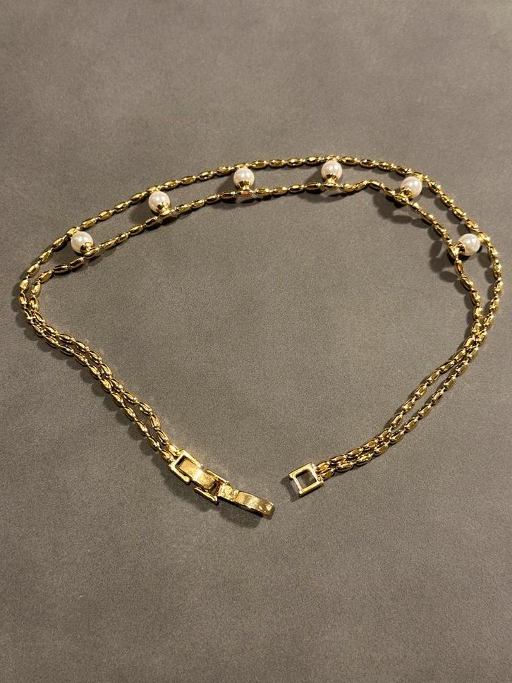 Gouden Choker Ketting met Parel Details, Sieraden, Tassen en Uiterlijk, Kettingen, Nieuw, Goud, Met edelsteen, Ophalen of Verzenden