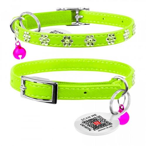 WAUDOG Glamour Flower Kattenhalsband Groen 22-30 cm -35%!!!, Dieren en Toebehoren, Kattenhalsbanden en Penningen, Nieuw, Ophalen of Verzenden