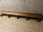 Vintage Bankje Hout/Metaal, Huis en Inrichting, Stoelen, Ophalen, Gebruikt, Bruin, Eén