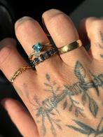 Gouden Ringen Set - Saffier/Topaas - 18k & 9k, Sieraden, Tassen en Uiterlijk, Ringen, Ophalen of Verzenden, Zo goed als nieuw