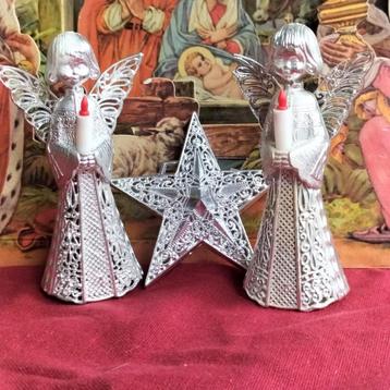 Oude Vintage kerstballen filligran engelen en ster. beschikbaar voor biedingen