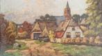 Dorpsgezicht, olie op doek., Ophalen of Verzenden