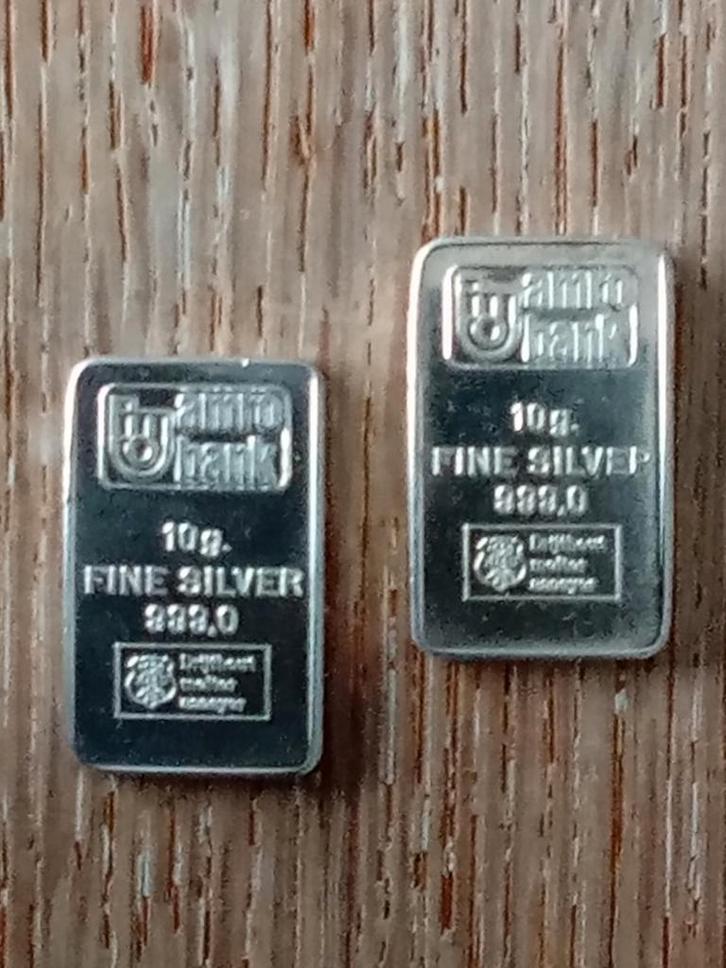 Drijfhout AMRO BANK 999 zilverbaren a 10 gram, Postzegels en Munten, Edelmetalen en Baren, Zilver, Verzenden