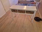 Witte bijzettafel met 3  rieten mandjes - lades, Ophalen, Wit, met rieten mandjes, Gebruikt, 75 cm of meer
