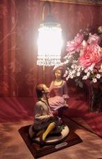 Tafellamp / schemerlamp met beeld antiek, kristal, pegels, Antiek en Kunst, Ophalen of Verzenden