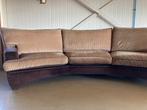 Luxe designbank in stof corduroy en glad beige en bruin, Ophalen, Gebruikt, Design / Modern, 100 tot 125 cm