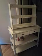 Witte Brocante Kast met Bovenstuk en Lades, Met plank(en), Gebruikt, 100 tot 150 cm, Ophalen of Verzenden