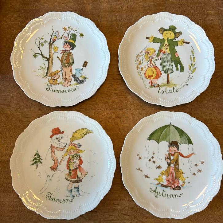 Borden - 4 Jaargetijden - Borden - Borden - Borden, Antiek en Kunst, Antiek | Wandborden en Tegels, Ophalen of Verzenden