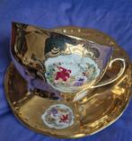 Goudkleurige kop en schotel, Antiek en Kunst, Antiek | Porselein, Ophalen of Verzenden