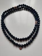 Tisento zwart facet geslepen onyx beads+925 zilveren beads, Ophalen of Verzenden, Zo goed als nieuw, Zwart, Zilver