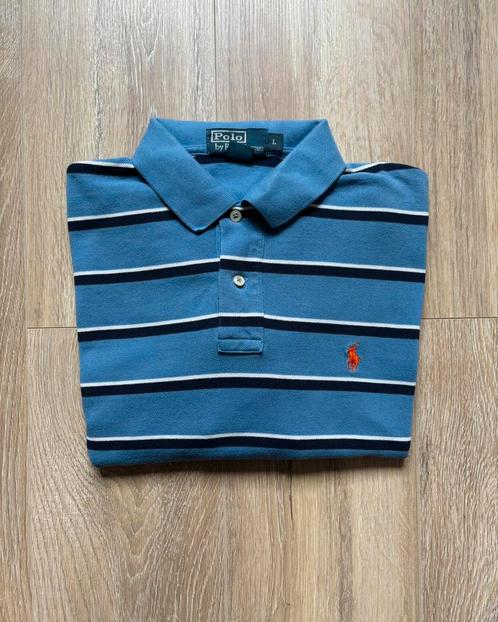 Ralph Lauren polo blauw/wit gestreept, Kleding | Heren, Polo's, Zo goed als nieuw, Maat 56/58 (XL), Blauw, Ophalen of Verzenden