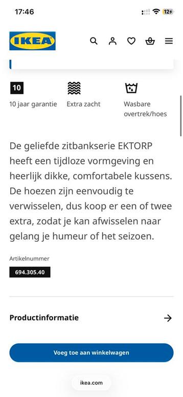 Ektorp ikea bank 3 zits + tweede hoes donker grijs - afbeelding 7