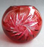 Om1950-1960 Optisch Glas Facet Slijpsel Bolvaas Vaas Bohemen