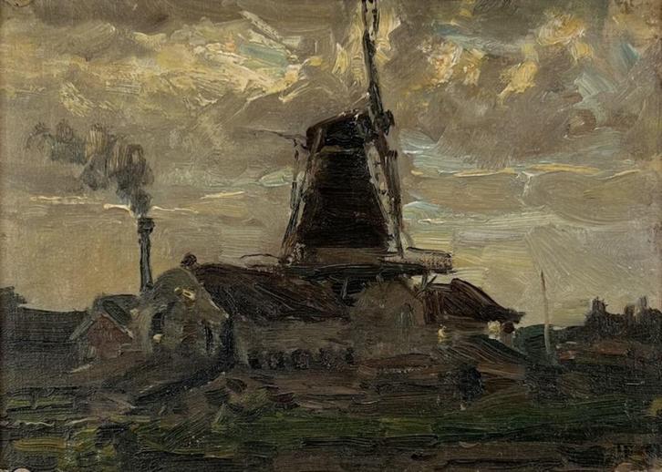 711. Olieverfschilderij, F.H. Bach, Haagse School – ca. 1900, Antiek en Kunst, Kunst | Schilderijen | Klassiek, Ophalen of Verzenden